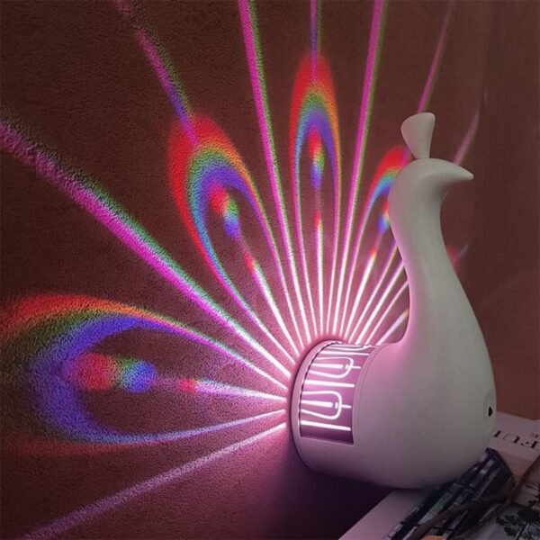 10758 Night Light Peacock Projector Lamp - Dimmable LED Light Lighting Remote Control  Wall Lamp 7 Colors Changeable for Home Baby Care Kids