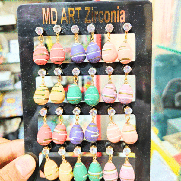10803 Latest Diamond Korean Earrings and Studs for Girls Random dosing Multicolours {pair}