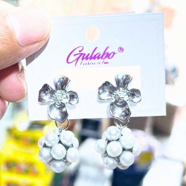 10802 Party Wear Silver & Gold Pear Earring For Women Girl {pair}
