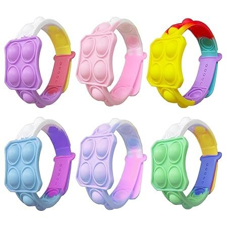 10807 Friendship Bands/Kids Rakhi/Wrist Bands/Bracelets Rainbow Colour Rakhi Poppet Fidget Popping Silicon Stress Relief Band for Kids/Birthday Return Gifts