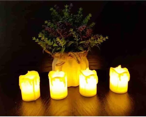 10828 LED Candles with Dripping Wax Design Smokeless and Flameless Diyas with Battery for Gifting, House, Balcony, Room, Diwali, Christmas, Festival, Events Decor (Yellow LED Candle)