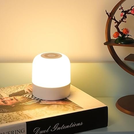 NC-B003 Touch Control Night Light Adjustable Brightness Dimmable Table Lamp for Bedroom, Living Room, and Study Bedside Table Lamp for Baby Kids-Plastic,LED,White