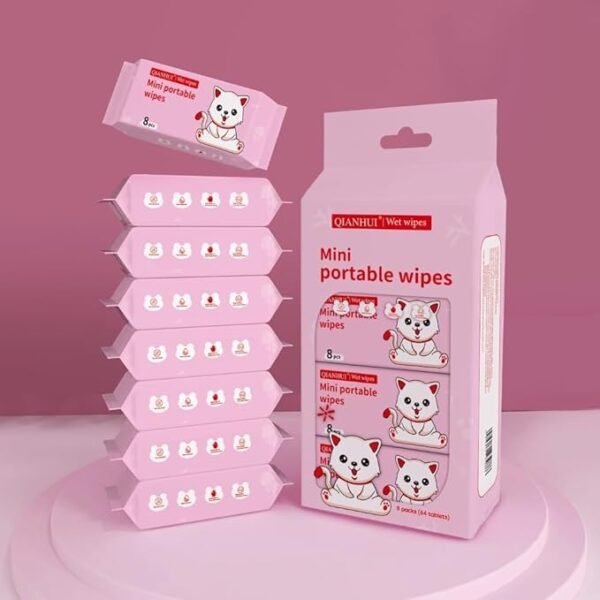 T27728 Baby Mini Portable Wipes Water Wipes Baby Skin Care Wet Tissues ( 8  Pouches In 1 Pack )