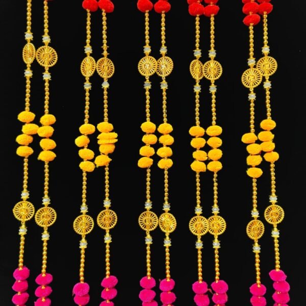 10869 { Pack of 10 } Colourful Latkan for Home Decor Wall Hanging for Entrance Door, Main gate, Office Door, Pooja Room, Living Room { 3 Feet }