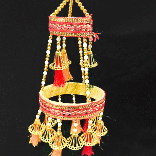 RJ-4 Round Centrepiece Hanging Wall Roof Ceiling Hanging Jhoomar with Sparkling Crystals - Illuminate Your Space with an Aura of Glamour and Style