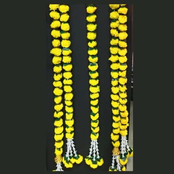 10851 ( Pack of 5 ) Artificial Marigold Flower Garland Ladi, for Decorations, Home, Garden Photo Prop, Diwali, Durga puja Festival (Multicolours)