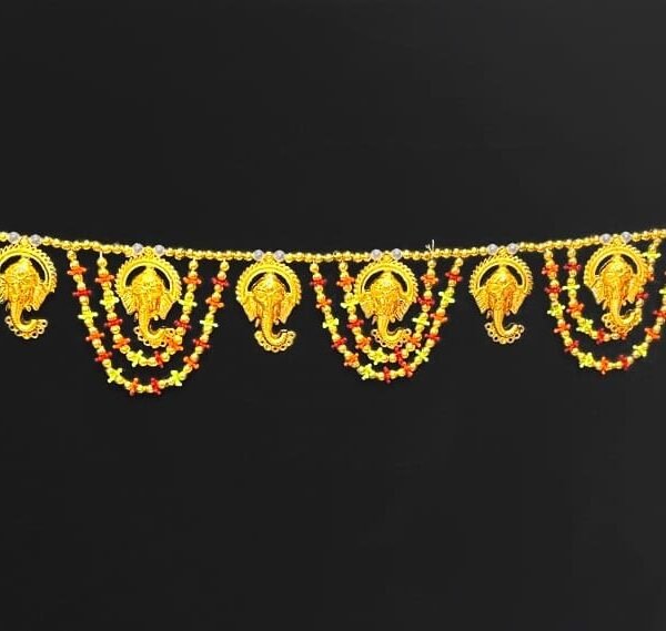 RT-24 Ganapath Handicrafts - Golden Color with Pearls Door Hanging Toran/Home Decoration