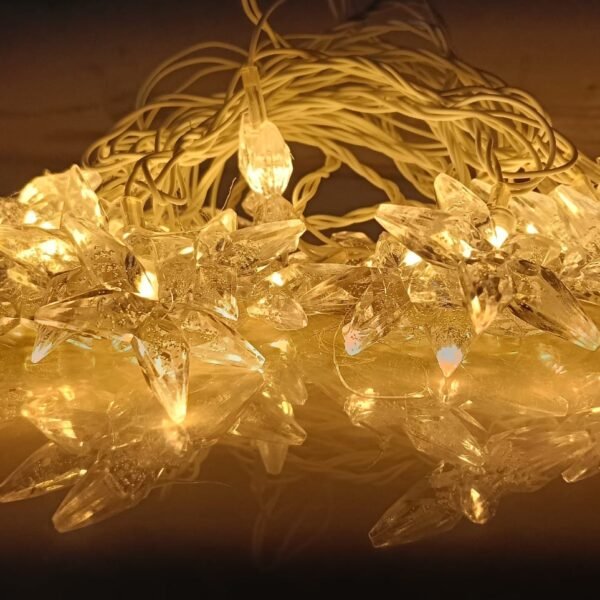 10880 Golden Led Lights { 20 Bulb } - 14 Feet,  for Home Decoration Colourful | Crystal Cubes Shape Lights for Decor | Decorative Lights Indoor Outdoor | Series Light | Fancy Light { Random Design }