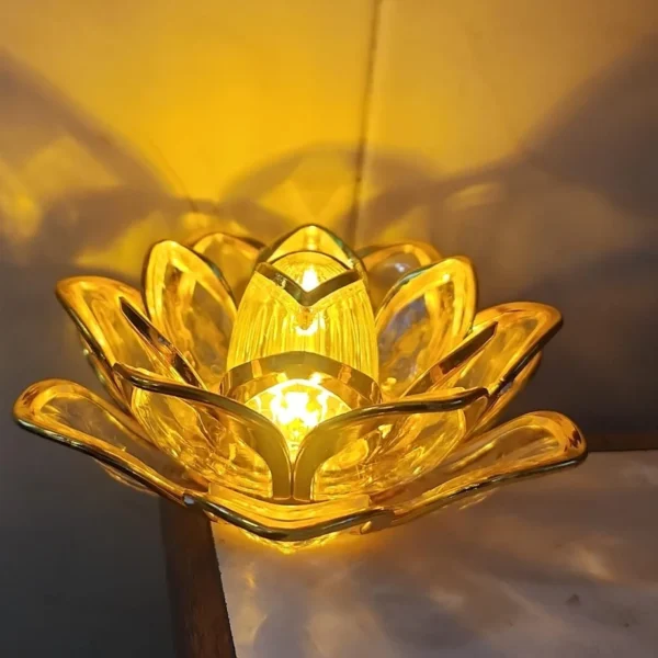 MI-PM-052 1 Pcs Lotus LED Tea Light Candles | Battery-Operated | Flameless & Smokeless | Acrylic Design | Home Décor, Wedding, Festival, Anniversary, Birthday, Gifting