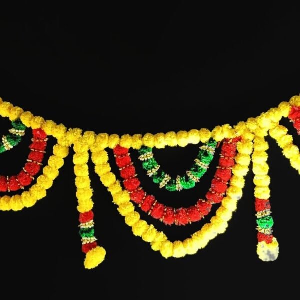 10958 Toran/bandnawar Artificial Marigold for Door Decoration, Indian Weddings, Indian Themed Event, Decorations, House Warming Multicolour’s {3 Feet}