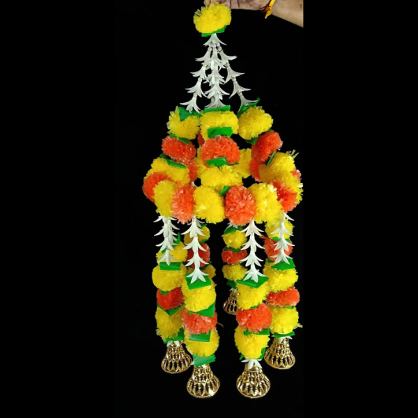 11101 Shobha Sanskruti Plastic Artificial Marigold Flower Garlands , Jhoomar {1.5 Feet}