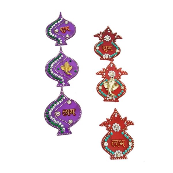 11010 Blue and Red  Kalash Wall Sticker for Home Decoration for Diwali Festival, Puja Room,Navratri