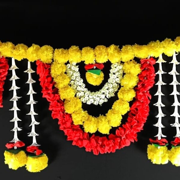 10950 Toran for Main Door Latest Home Decoration Entrance Hanging Handmade Bandarwal Atificial Marigold Flower Garlands Size -4 Feet