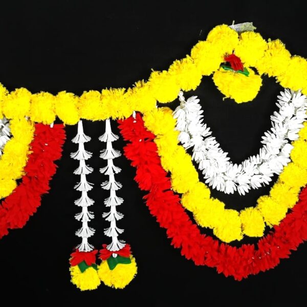 10973 Toran for Main Door Latest Home Decoration Entrance Hanging Handmade Bandarwal Atificial Marigold Flower Garlands Size -6 Feet