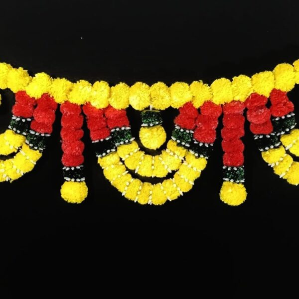 10967 Traditional Indian Handmade Marigold Toran – Reusable Fancy Door Hanging/Bandarwal for Home, Festival & Wedding Décor | Indoor & Outdoor Decorative Garland {3 feet}