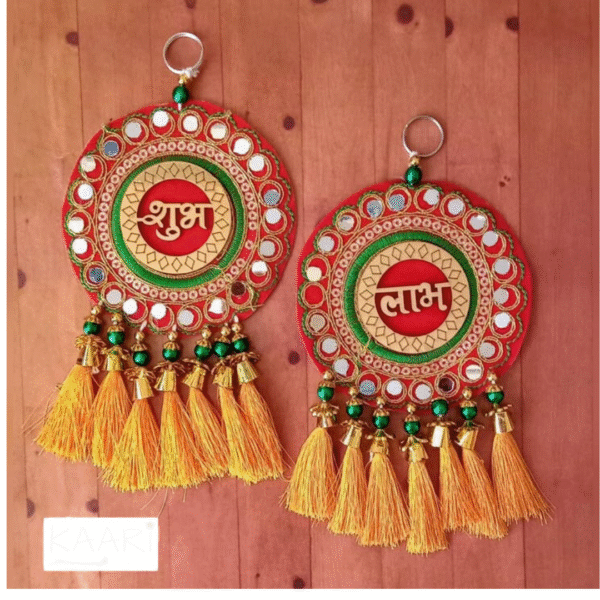 11114 Subh Labh Cloth Hanging Indian Traditional Home Office Temple Festival Décor Decoration & Gifting {Random Design}