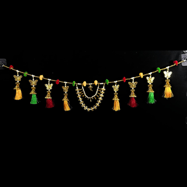 RT-29 Toran Door Hanging with Swastik, Beads, Tassels for Diwali, Marriage, Onam, Navratri  {3 Feet}
