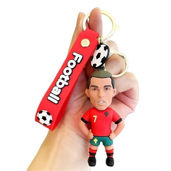 10905 Ronaldo & Messi Rubber Football Theme Keychain |  Bag & Bike Accessory | Durable & Lightweight |