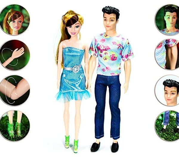NX700 Beautiful couple Doll Set. Multi Colors Lovely Couple Doll With Folding Hands & Lags Big For Little Princess/Girls Kids 30 cm Realistic Beautiful Couple Doll Set  Toy for Girls Beautiful Dress Folding Hands Legs Moving Neck (Couple Doll Set)