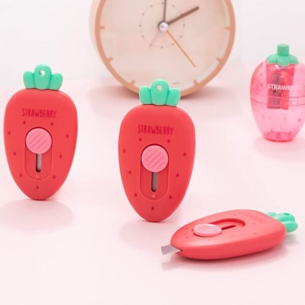 10891 {pack of 12} Mini Cuter Strawberry Shaped Portable Keychain , For Cutting Paper.