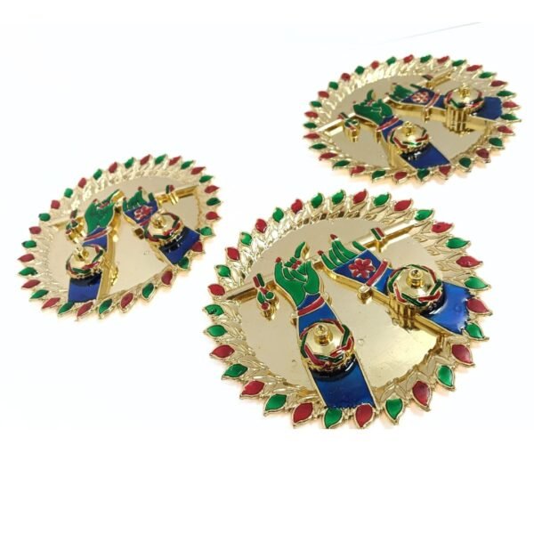 10910 Small Pooja Round Shape Haldi Kum Kum platter Krishna Ji Theme Size 6 Inches