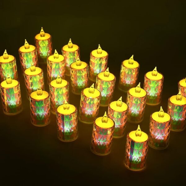 KT-C31 Crystal LED Tealight Candles, Smokeless Reusable  LED Diyas, Battery Operated Decorative Lights for Home, Wedding, Diwali, Christmas Crystal Glow Tealights -8 Cm