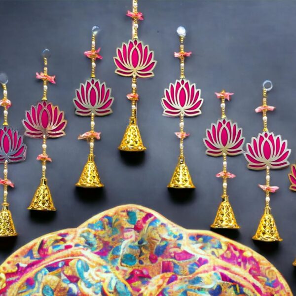 L.L-016 {10 Pcs} Lotus Hangings for Decoration Wall Hangings for Temple Decor, Diwali Decor | Diwali Decoration Items for Home Decor | Pooja Decoration Items