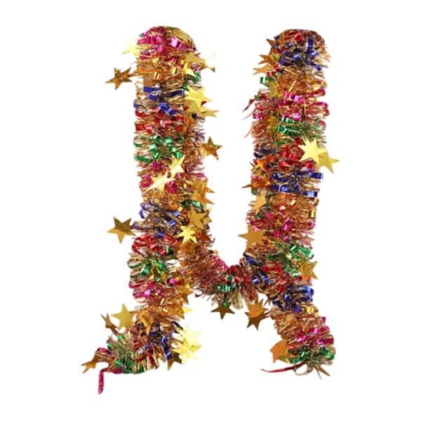 11061 {12 Pcs} Stars, Butterfly and Random Design Christmas Tinsel Garland Decorative Shiny for Wreath Banister Festival