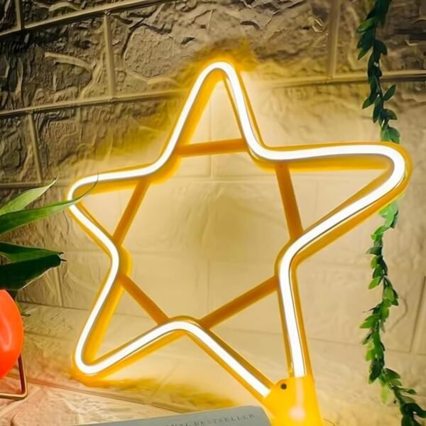 11130 Star Neon Sign Strip Lights, LED Neon Lights for Home Christmas Party Supplies Decor Accessory | Neon Star Signs for Christmas Tree Xmas Outdoor Decoration Light | Electric AC Plug (Warm White)