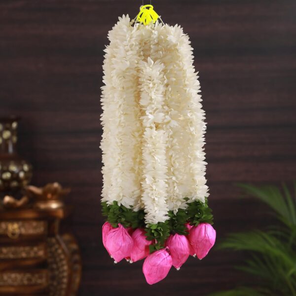 11056 {Pack of 10} Lotus Hangings for Diwali Decoration Home Decor Wall Door Mandir Pooja Room Office Birthday Wedding Stage Backdrop Decorative Item {1 Feet}