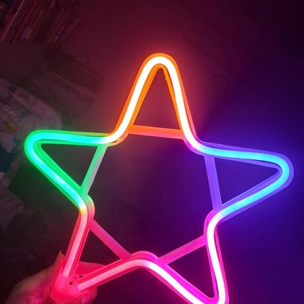 11129 Multicolor Star Neon Light – Decorative LED Wall Lamp for Diwali, Festivals, Parties & Home Decor