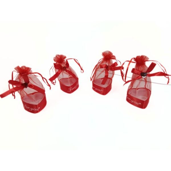11094 (Pack of -12) Heart Shape Basket Baby Return Gift- Navratri Baby Shower Candy Bags Candy Favor Bags,Mini Drawstring Candy Basket for Baby Boys' Shower Birthday Party Gift Bags Red Colour