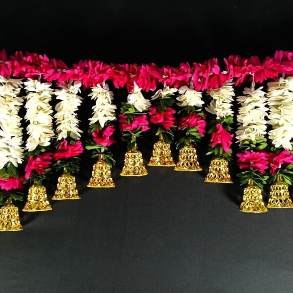 10955  Artificial Flower Toran for Door -  Traditional with Bell Toran Home Door  Diwali Decoration, House Warming Multicolour’s Size 3 feet