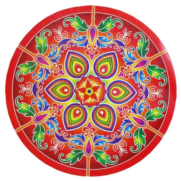 011021 {1 Pack,10 pcs} Multicolour Alpana Print on Round Sticker {14 Inch}