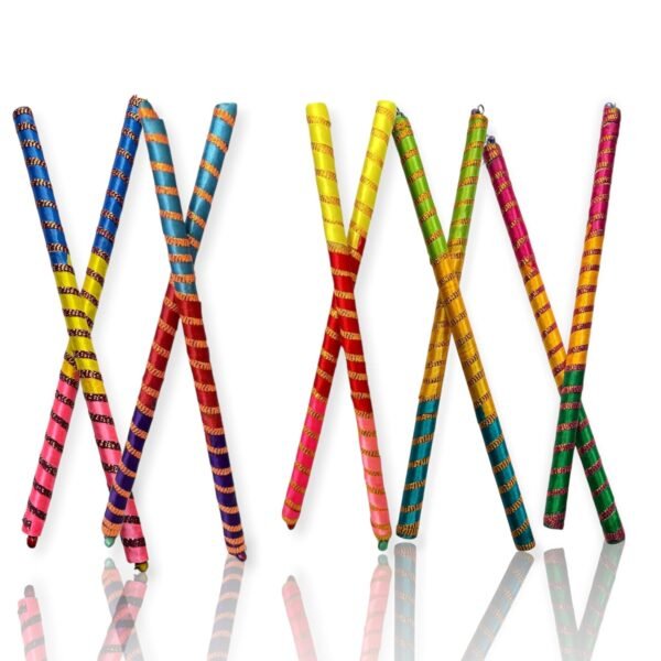 10926Smooth Satin-Wrapped Dandiya Sticks for Navratri - 1 Pair | Dandiya Sticks for Women, Men, Couple & Kids | Accessories for Navratri | Ras Garba Sticks for Garba Nights, Dance Events
