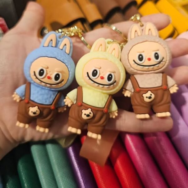 10895 {pack of 12} Keychain For Women And Girls, Cute Labubu Doll Wristlet Accessories For Backpack [ Random Color]
