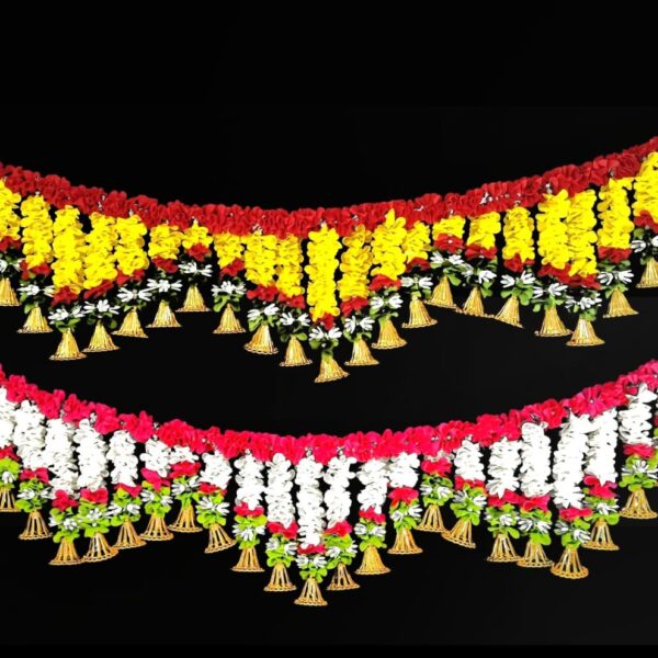 10934 Toran for Main Door Entrance, Diwali Decor Items, Artificial Flowers for Diwali Decoration Items, Bandarwal for Pooja Mandir, Home Decoration,Size-3 Feet*