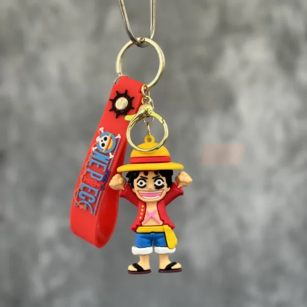 10904 Luffy Keychain Rubber Keychain – Cute Character Key Ring for Bags, Backpacks, and Keys