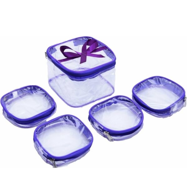11040 Jewellery Pouch Set of 5 | Transparent Plastic Pouches for Organizing & Storing Jewellery, Travel-Friendly { Random Colour }