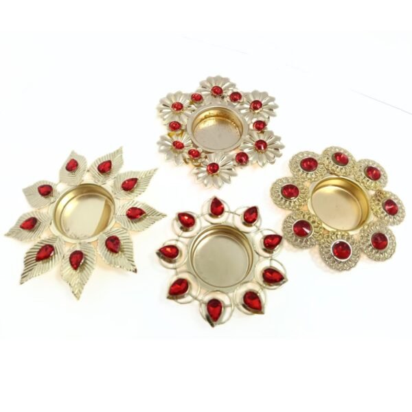 10913 Crystal Diya Light Flower Holder Random Design