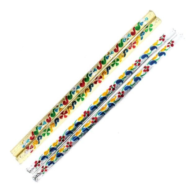 10915 Golden and Silver Oxodise Dandiya Stick for Navratri Garba 14 Inches Large Size {1 Pair}