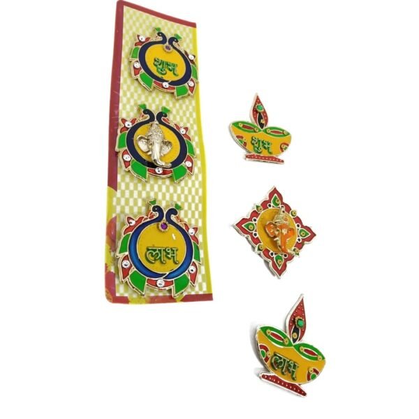 11007 Diya Shubh Labh Sticker for Wall Decor Peackok  shubh Labh random design