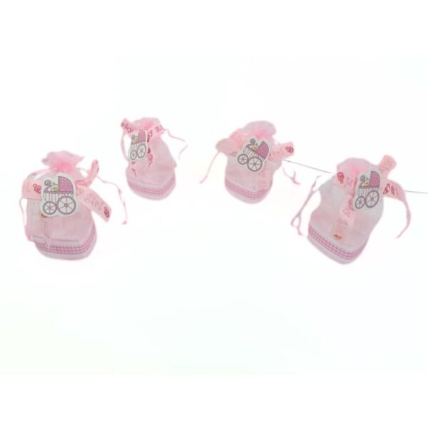 11093 (Pack of -12) Heart Shape Basket Bag Pink Colour Baby Return Gift- Navratri Baby Shower Candy Bags Candy Favor Bags,Mini Drawstring Candy Basket for Baby Boys' Shower Birthday Party Gift Bags