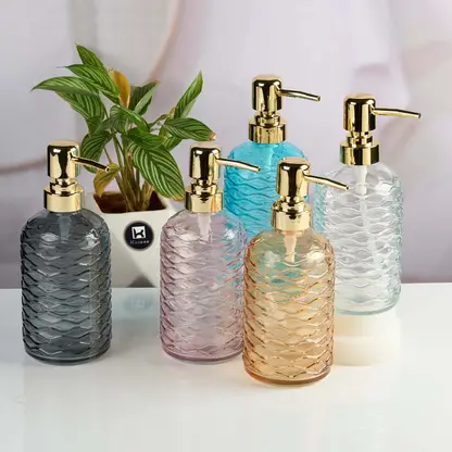 11135 Clear Glass Soap Dispenser, Liquid Hand Soap Dispenser Bottle with Pump for Bathroom, Wash Basin, Handwash Liquid Bottle {Multicolour}