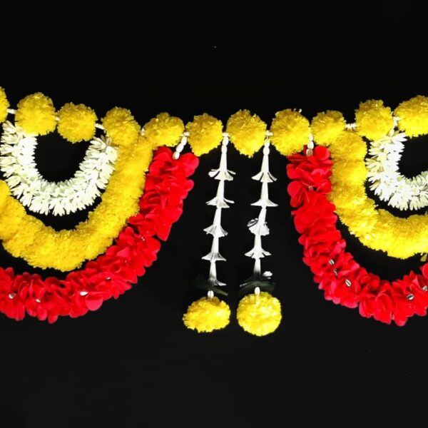 11150 Toran for Main Door Latest Home Decoration Entrance Hanging Handmade Bandarwal Atificial Marigold Flower Garlands {3 Feet}
