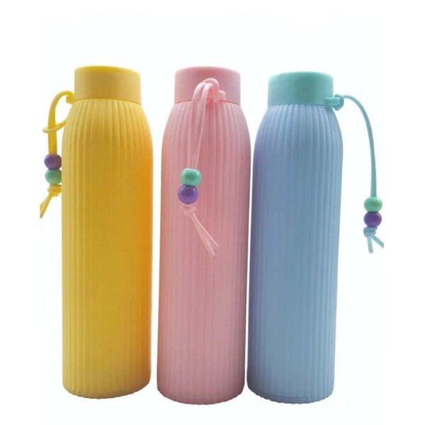 11136 Fashion Glass Water Bottle with Inner Glass and Outer Plastic |  Leak proof | Wide mouth for easy cleaning