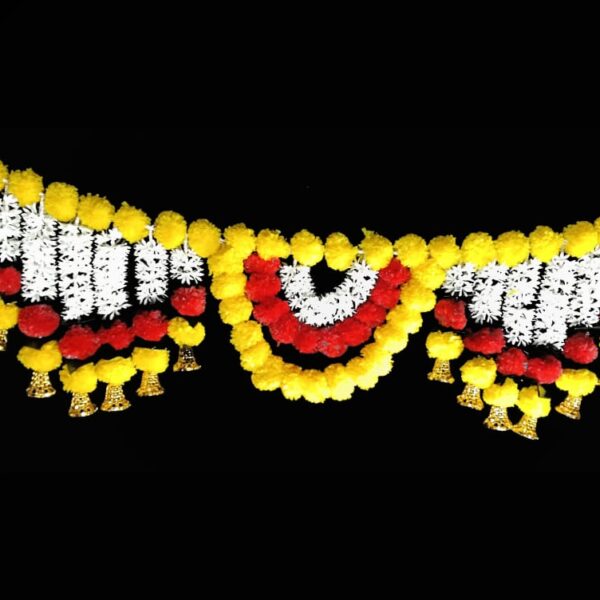 11147 Artificial Marigold Flower Toran,Door Entrance Hanging HomeTraditional Wall Decoration Diwali,All Festivals Decoration,Garland Decorations Wall Door Hanging Toran {3 Feet}