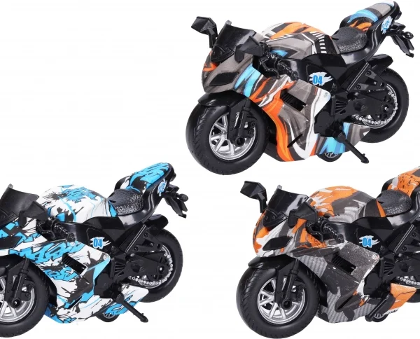 600-62 Realistic Bike Toys with Light & Music, Motorcycle Toy for Kids, Pull Back Friction Powered Bike Toy {Random color's}