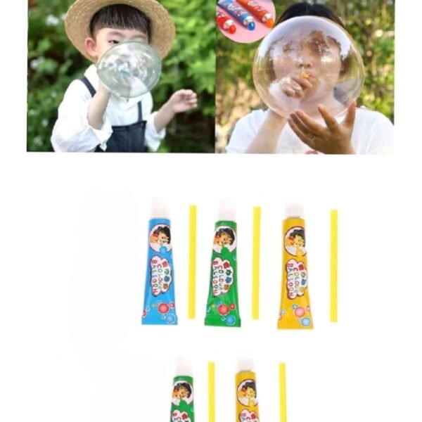 0720-E Blow Bubble Balloon with Straw , Party Birthday Gift, Great Original Bloonies Bubble Making Tubes, Bubbles DIY Crafting Childhood Nostalgia Toy.
