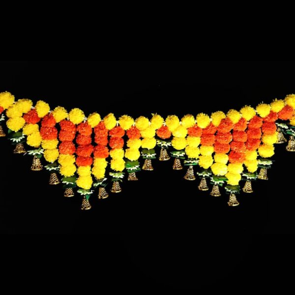 11148 Toran Garlands for Door Main Entrance Hanging Artificilal Marigold Flower Handmade Bandhanwar Home Decoration {3 feet }